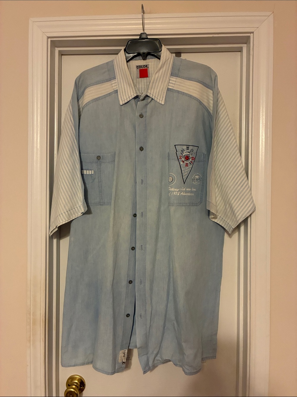 Color Works XLT Men's Light Blue Short-Sleeve‎ Button-Down Casual Shirt